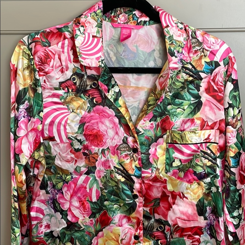 2-Piece Victoria's Secret Satin Floral Pajamas By Mary Katrantzou - Picture 1 of 8